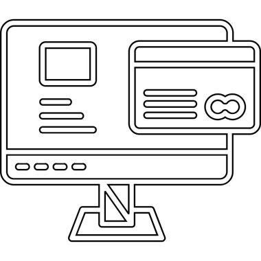 kredi kartı ve akıllı telefon simgesine sahip bilgisayar ekranı