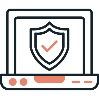 Kalkan simgesi vektör illüstrasyon grafik tasarımlı dizüstü bilgisayar