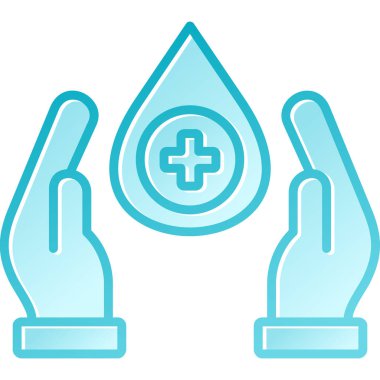 Su damlası ile el ve simge vektör illüstrasyonunu bırak