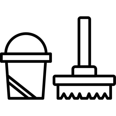 kova temizleme kovası simgesi ana hat biçiminde