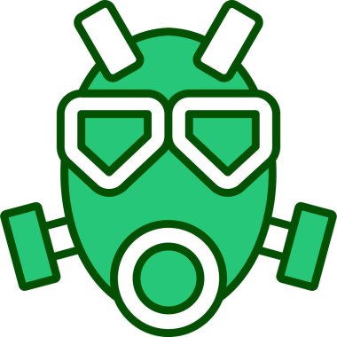 Beyaz ayrıntı içeren yeşil gaz maskesi