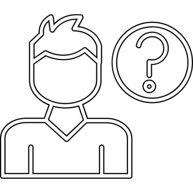 Soru işaretleri simgesi, satır biçimi olan avatar adam