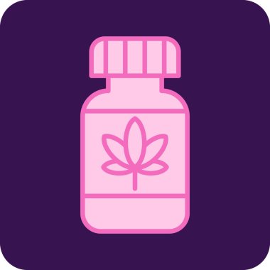 Pembe bardakta bir şişe esrar. vektör illüstrasyonu.