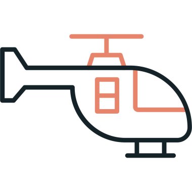 Helikopter ikonu. İnce çizgi tarzı tasarım. vektör illüstrasyonu
