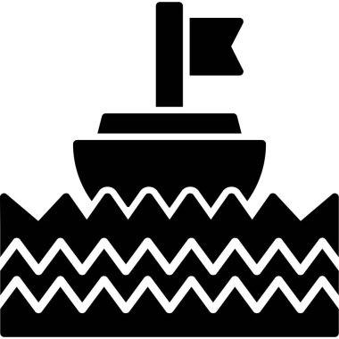 Tekne simgesinin minimalist vektör illüstrasyonu
