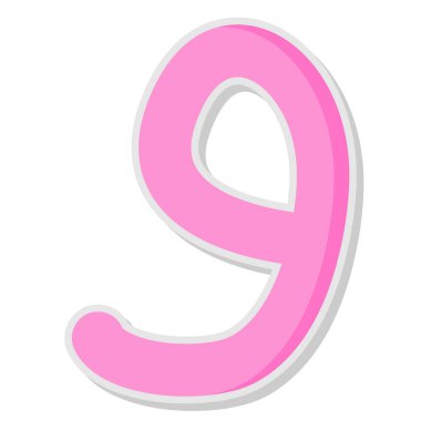Beyaz arkaplanda pembe 9 numara.
