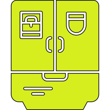 yeşil bir buzdolabının renkli çizimi