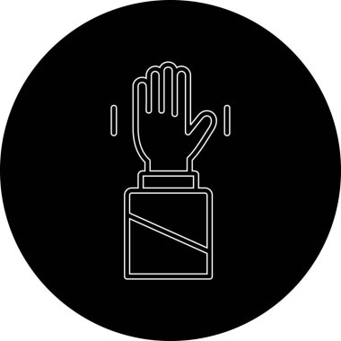 Tıbbi maske ikonu olan bir el, satır biçimi