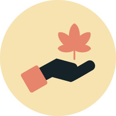 El ve yapraklar simge, vektör tasarımı