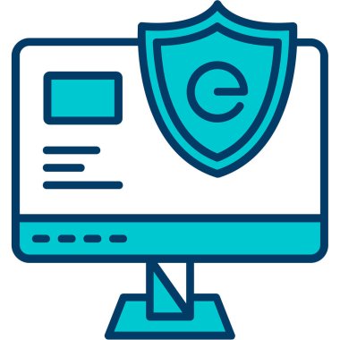 Kalkan simgesi vektör çizimine sahip bilgisayar kalkanı