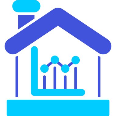 Mavi arka planı olan bir evin vektör çizimi