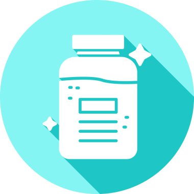 İlaç şişesinin basit simgesi, vektör illüstrasyonu