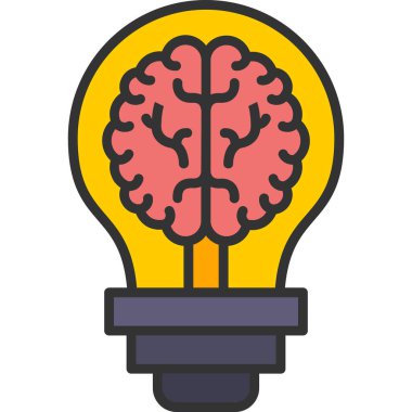 Beyin. Web simgesi basit illüstrasyon