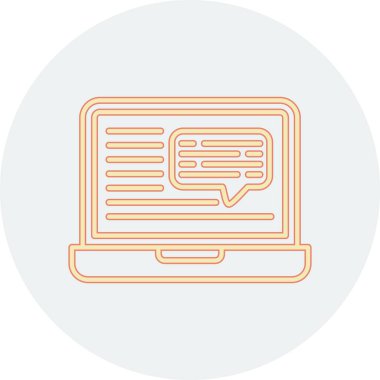 Konuşma baloncuğu satırı simgesi olan bilgisayar.