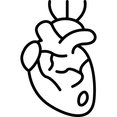 İnsan kalp organ ikonu ana hatları vektörü. İnsan organı. organ kalbi