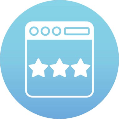 reyting vektör simgesi. bu düz yuvarlak sembol kobalt renkleri ve beyaz arkaplan üzerindeki gri renkler.