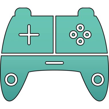 Gamepad simge vektörü. Ana hatlı oyun reklamı. izole edilmiş renk düz sembol çizimi