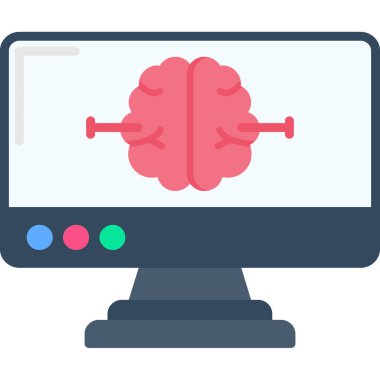 Ana hatları doldurulmuş beyin bilgisayar simgesi