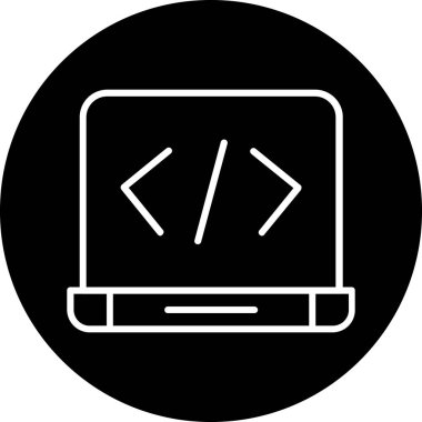 Bilgisayar kodlama simgesi. Web tasarımı için basit bilgisayar vektör simgeleri çizimi