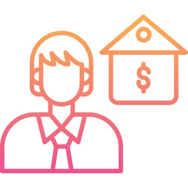 Ev ikonu vektör illüstrasyon tasarımına sahip iş adamı