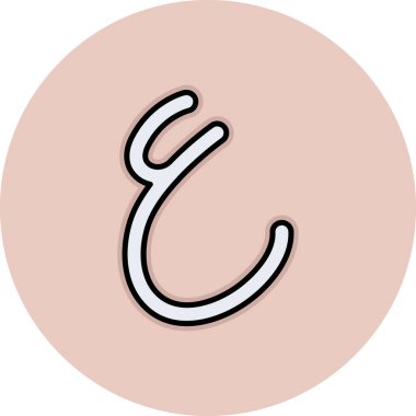 Beyaz arkaplan ile e harfinin vektör çizimi