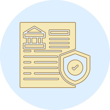 Kalkan simgesi ve vektör illüstrasyonlu belge