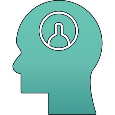 Beyin simgesi olan insan kafası, vektör illüstrasyonu