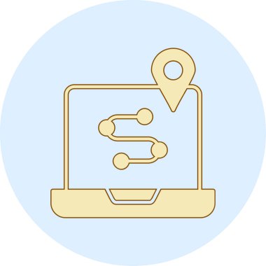 Harita konum simgesi doldurulmuş tasarım ana hatları biçimi