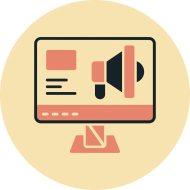 Ekranlı bilgisayar monitörü, basit vektör illüstrasyonu