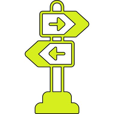 Çizgi film yol işaretinin vektör çizimi. Beyaz arkaplanda izole edilmiş vektör illüstrasyonu.