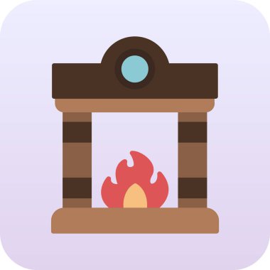 Modern şömine simgesinin vektör illüstrasyonu