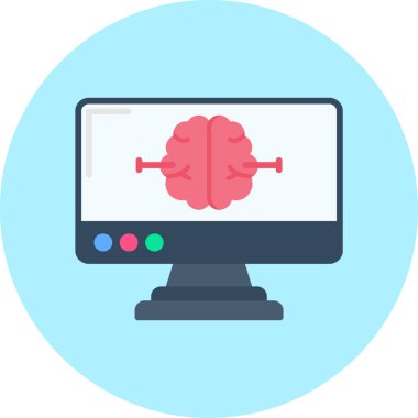 Laptop ve dizüstü bilgisayarlı beyin. vektör illüstrasyonu.