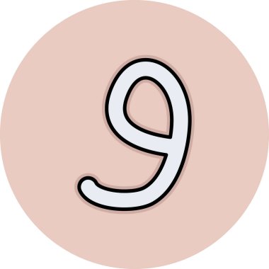 Dokuz numaralı simge, basit vektör illüstrasyonu