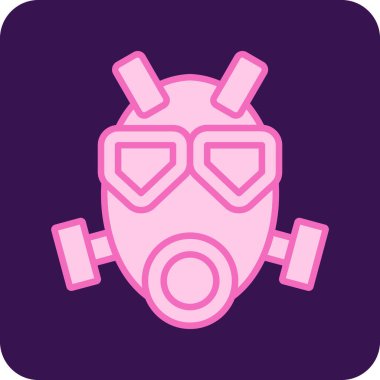 Gözlüklü ve filtreli pembe gaz maskesi