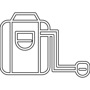 Çanta ikonu. Beyaz arkaplanda izole edilmiş ağ için sırt çantası vektör simgesinin özeti