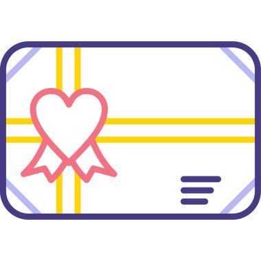 Hediye kartı olan bir kalbin vektör çizimi