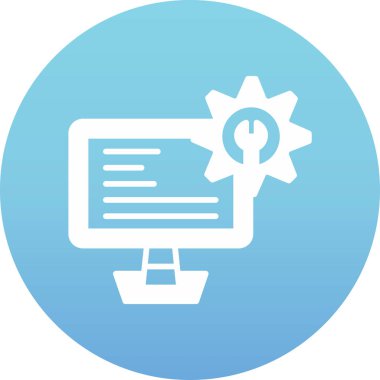 Bilgisayar vektör simgesini ayarlıyor. Basit illüstrasyon bilgisayar ayarlarını izole etti.