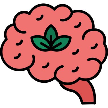 Çiçek karikatür ikonlu beyin