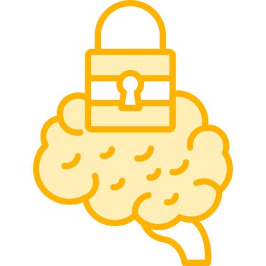 Beyin kilidi simgesi. özet beyin kilidi vektör rengi düz izole