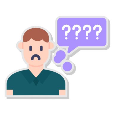 Hüzünlü bir ifadeyle bir soru işaretinin karikatür çizimi