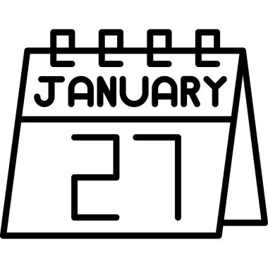 27 Ocak 'ta. Beyaz bir arka planda. Takvim tarihi, tarih. Ocak yönetimi için takvim. Ocak ayının kış takvimi