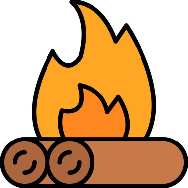 şenlik ateşi simgesi renk çizgisi vektörü