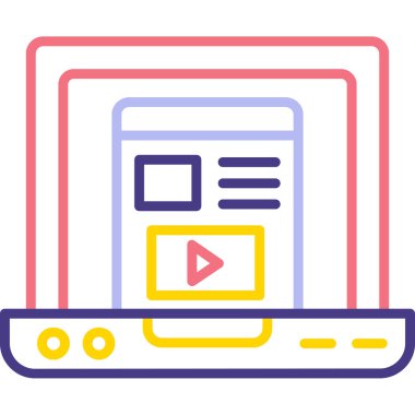 ekran ve video vektör illüstrasyon tasarımlı dizüstü bilgisayar