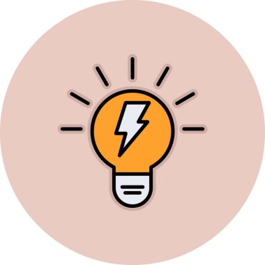 Bir ışık simgesinin bir dairede yıldırımla gösterimi