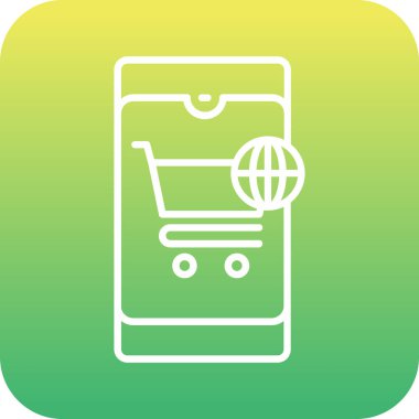 Benzersiz Mobil Alışveriş Hattı Vektör Simgesi