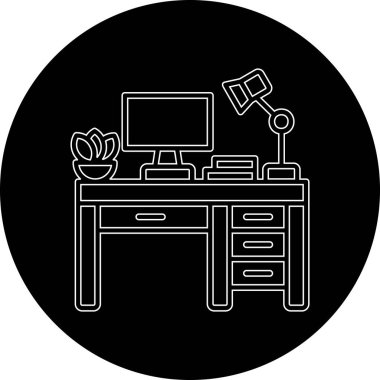 Bilgisayarlı masa, web simgesi, basit vektör illüstrasyonu