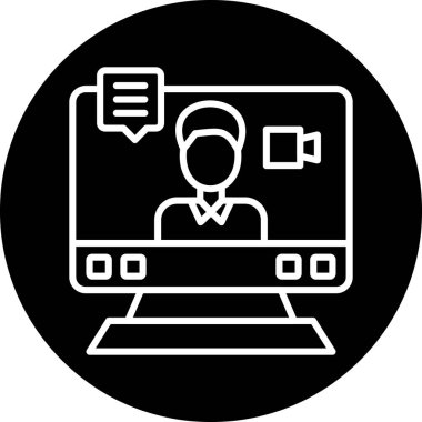 Dizüstü bilgisayarın, bilgisayarın, sohbetin, sohbetin vektör illüstrasyon simgesi