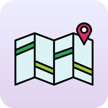 gps konum haritası simgesi ana hat biçiminde