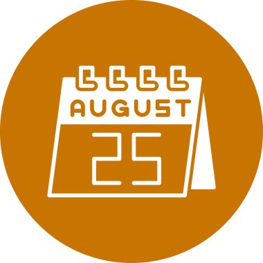 Ağustos 25 takvim düz simgesi