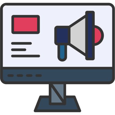 Bilgisayar monitörü. Web simgesi basit illüstrasyon